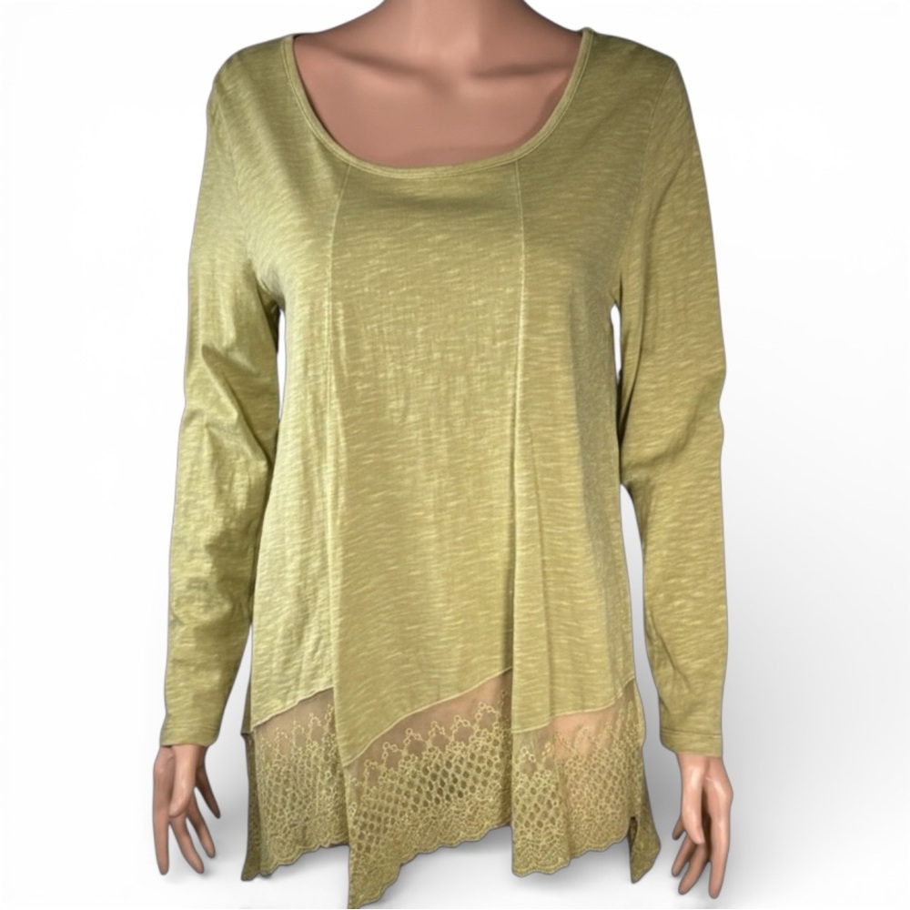 Soft Surroundings Weeping Willow Linley Lace Hem Tunic Top MP